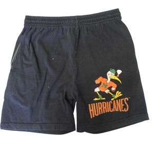Vintage 80s 90s University of Miami Hurricanes Shorts Black Logo Men's Medium